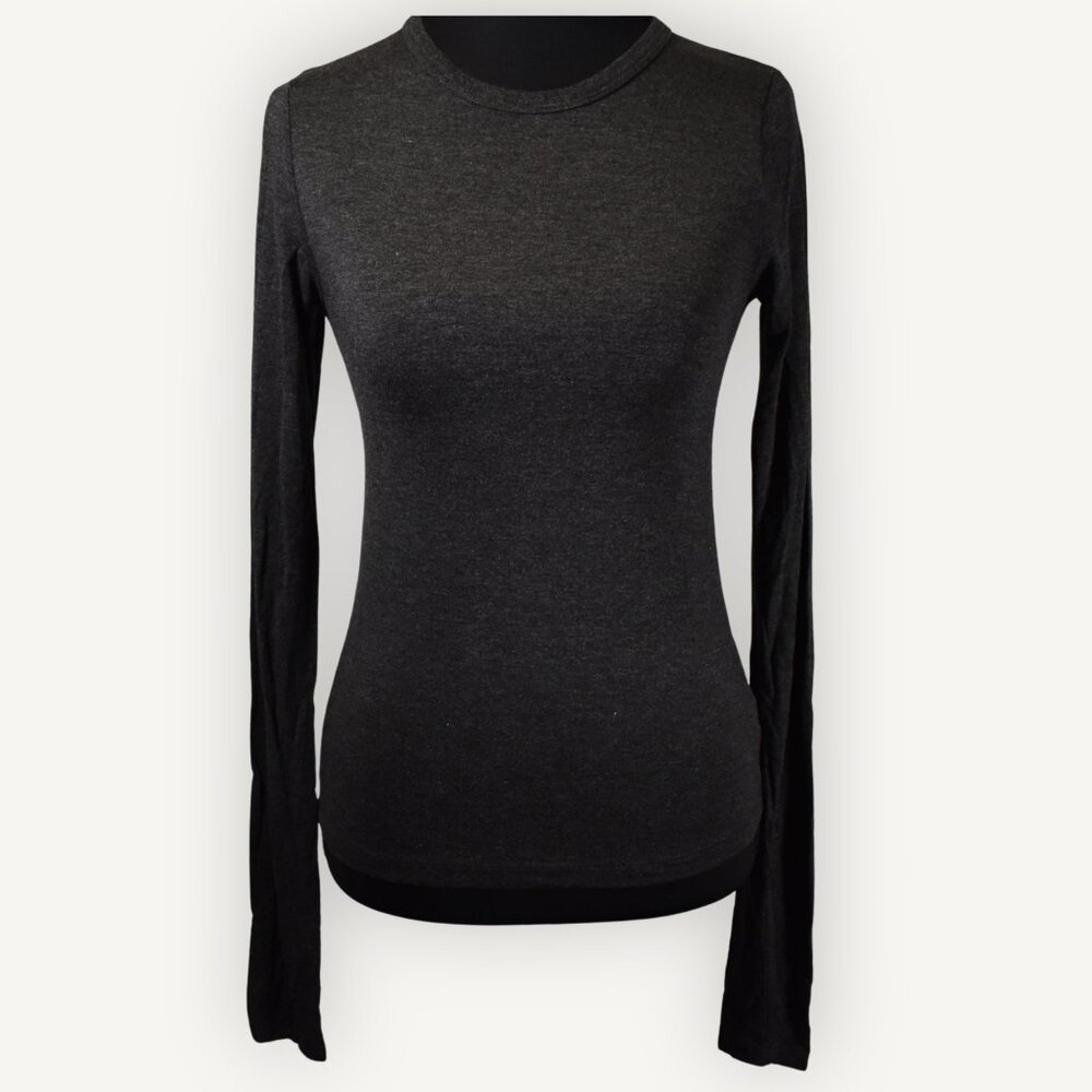 NWT Eterne Fitted Long Sleeve Crewneck Tee Charcoal Grey Small